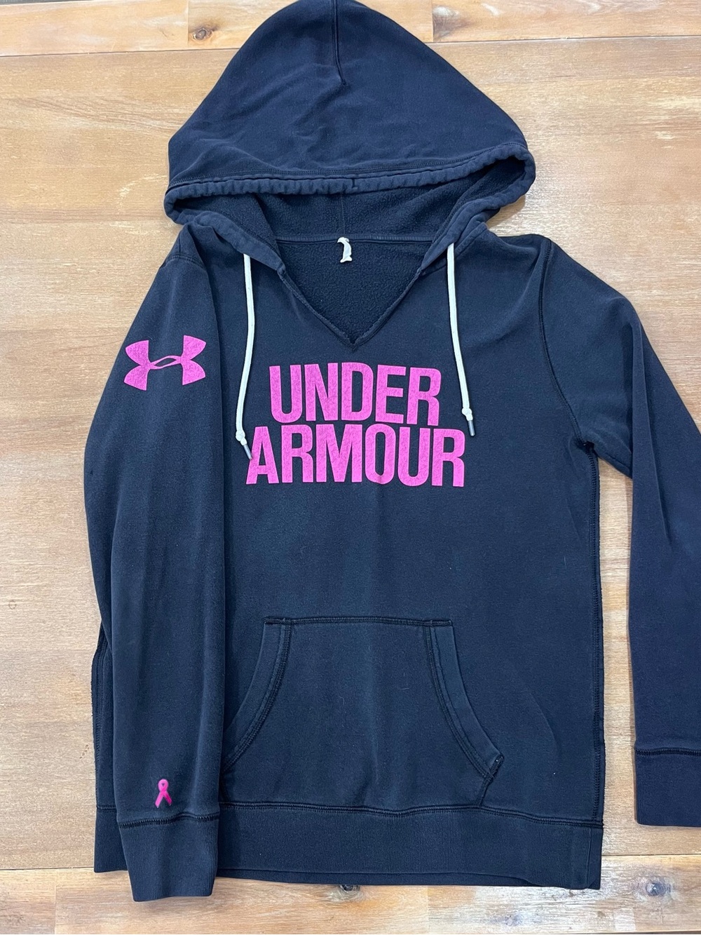 Under Armour Black Hoodie Sweater with Pink Logo